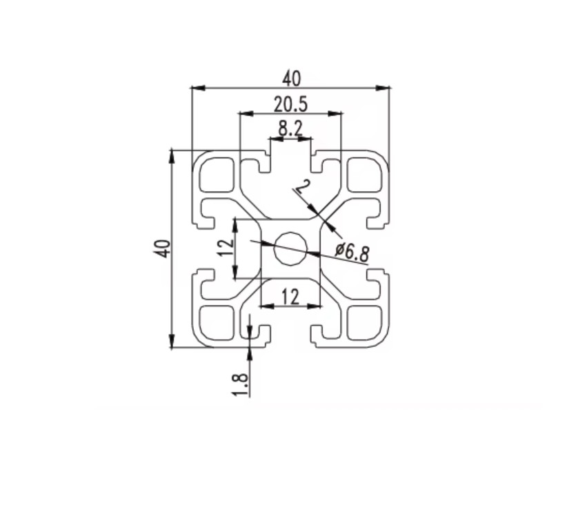 4x OZ4040 Black Anodized 6063-T5 Aluminium Extrusion T-Slot Profile